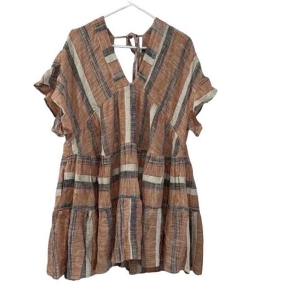Lulu’s Striped Orange Linen Blend Oversized
Flowy Dress(Size Small) - Picture 4 of 8